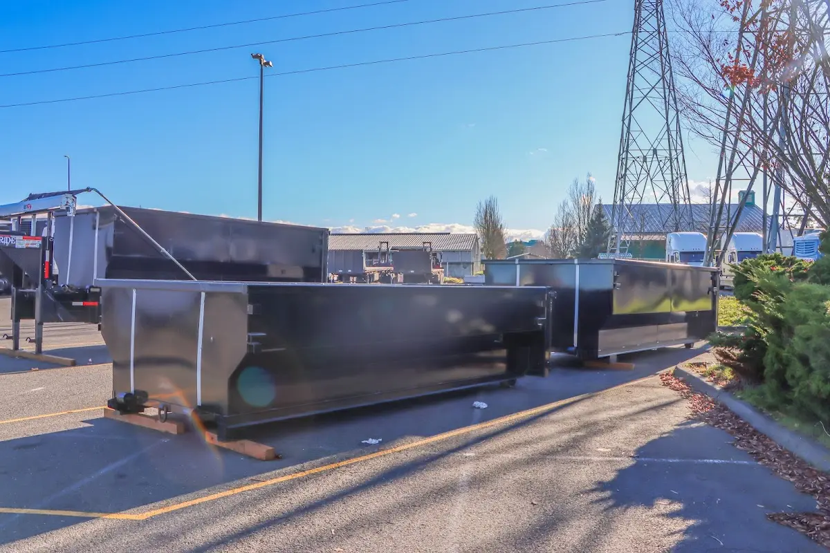 Roll-off dumpster ready for waste disposal at job site for 20 Yard Dumpster Rental in Stuttgart